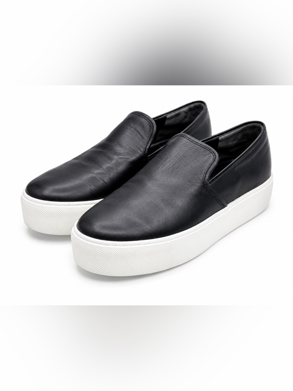 Vince Warren Black Leather Platform Slip On Sneakers 8 M Minimalist Quiet Lux
